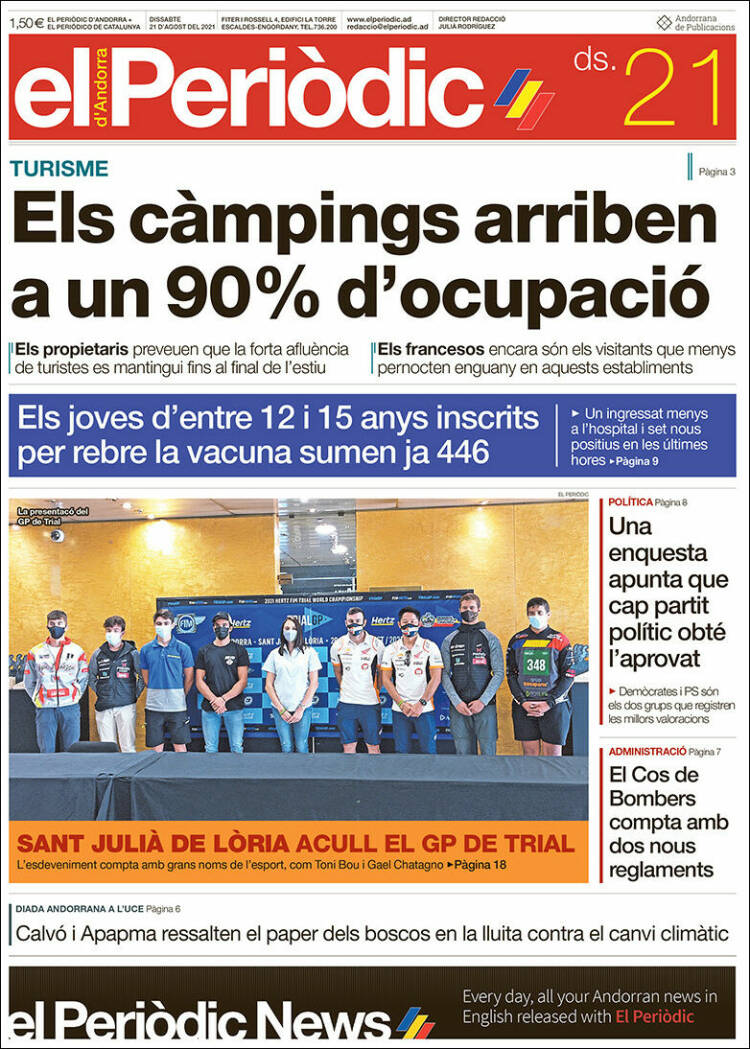 Portada de El Periòdic d'Andorra (Andorra)