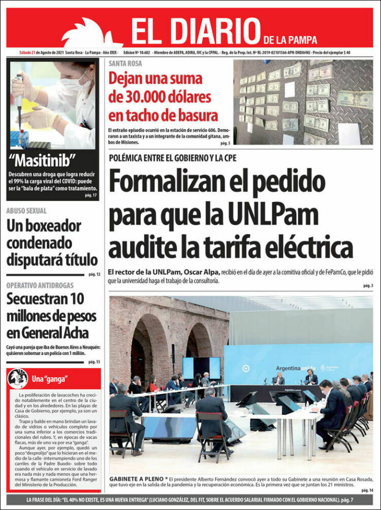 Portada de Diario de La Pampa (Argentina)