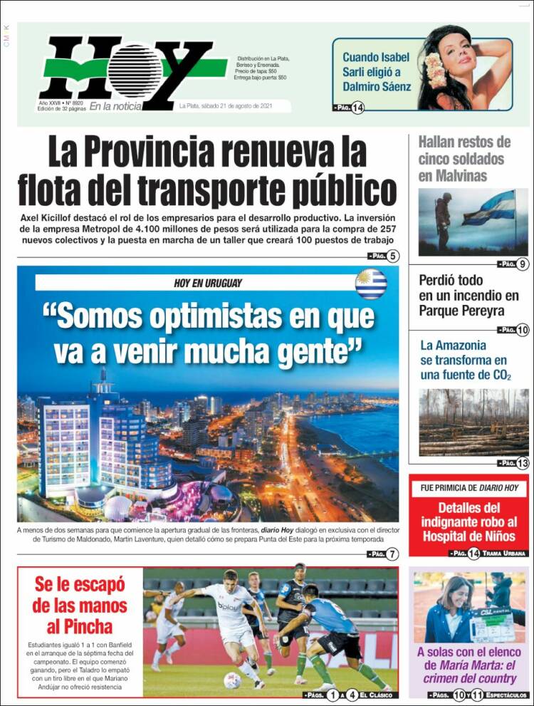 Portada de Diario Hoy (Argentina)