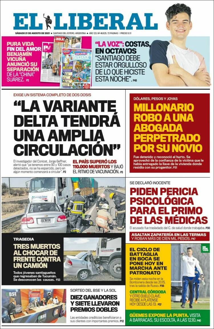 Portada de Diario El Liberal (Argentina)