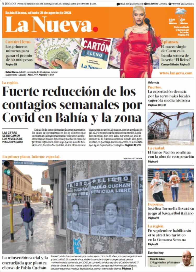 Portada de La Nueva Provincia (Argentina)