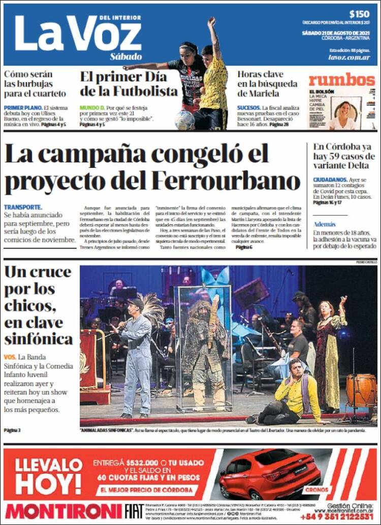 Portada de La Voz del Interior (Argentina)