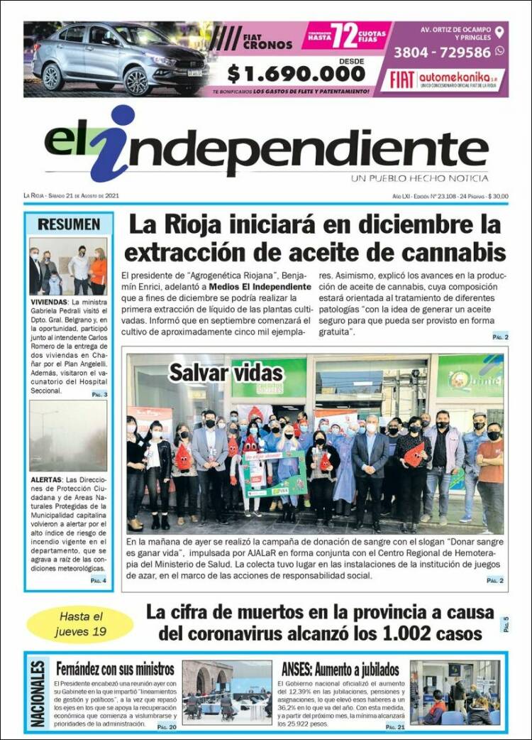 Portada de El Independiente (Argentina)