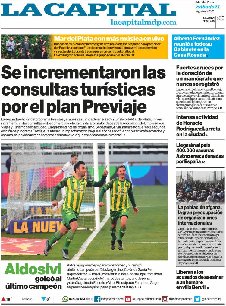 Portada de Diario La Capital - Mar del Plata (Argentina)