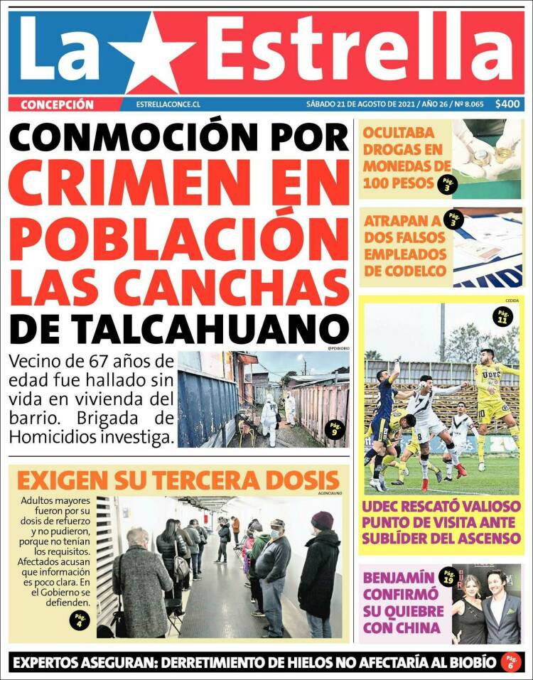 Portada de La Estrella de Concepción (Chile)