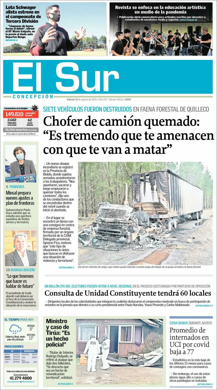 Portada de El Sur (Chile)