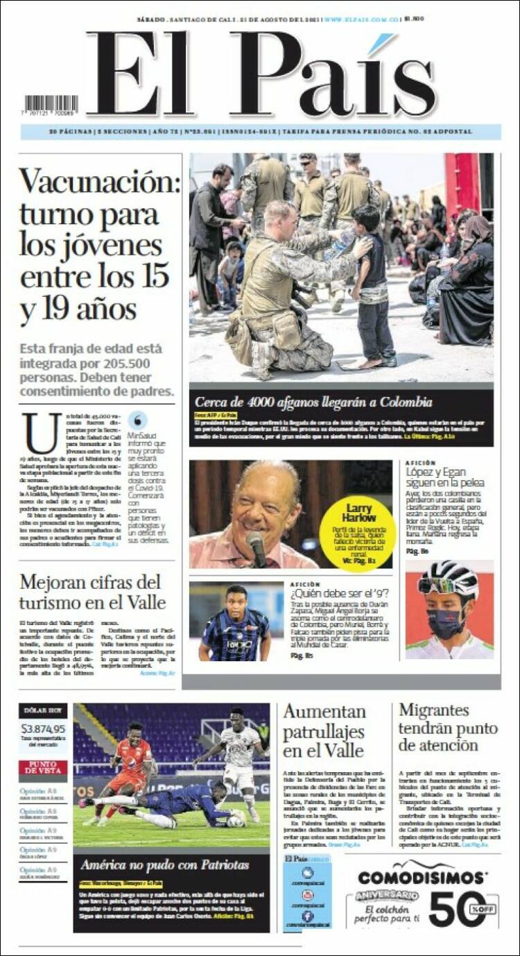 Portada de El País - Cali (Colombia)