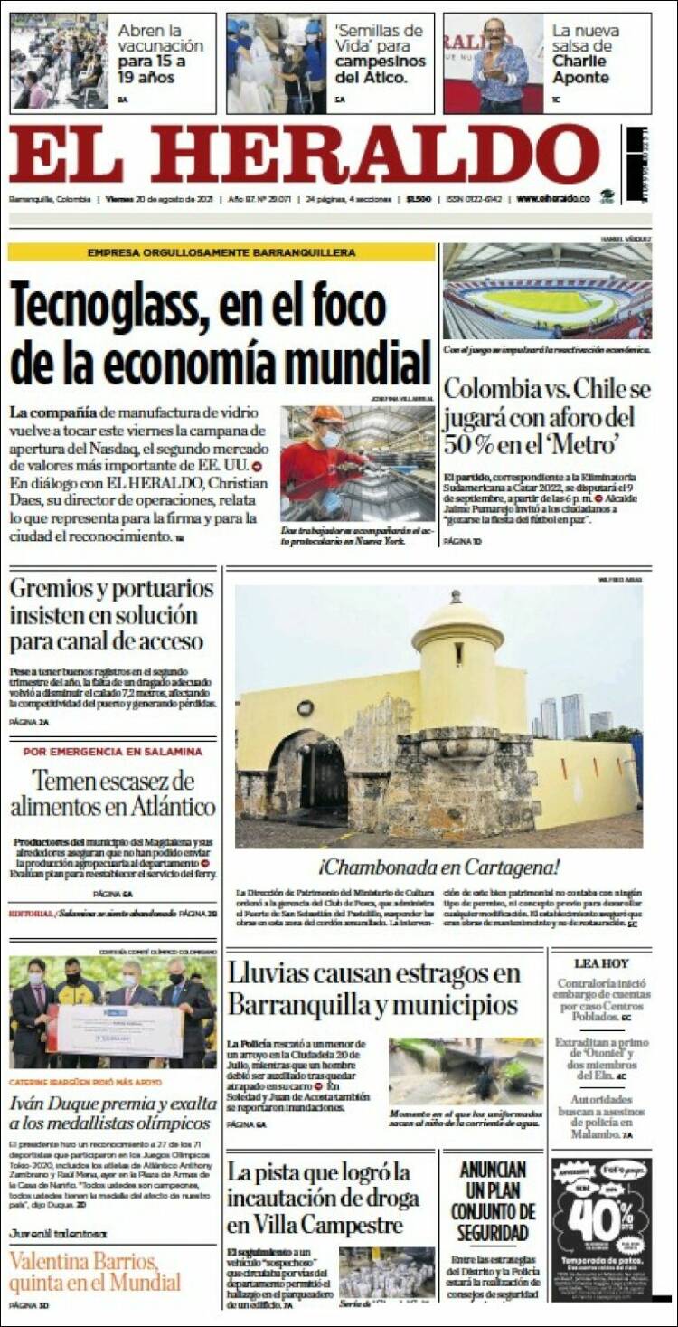 Portada de El Heraldo (Colombia)