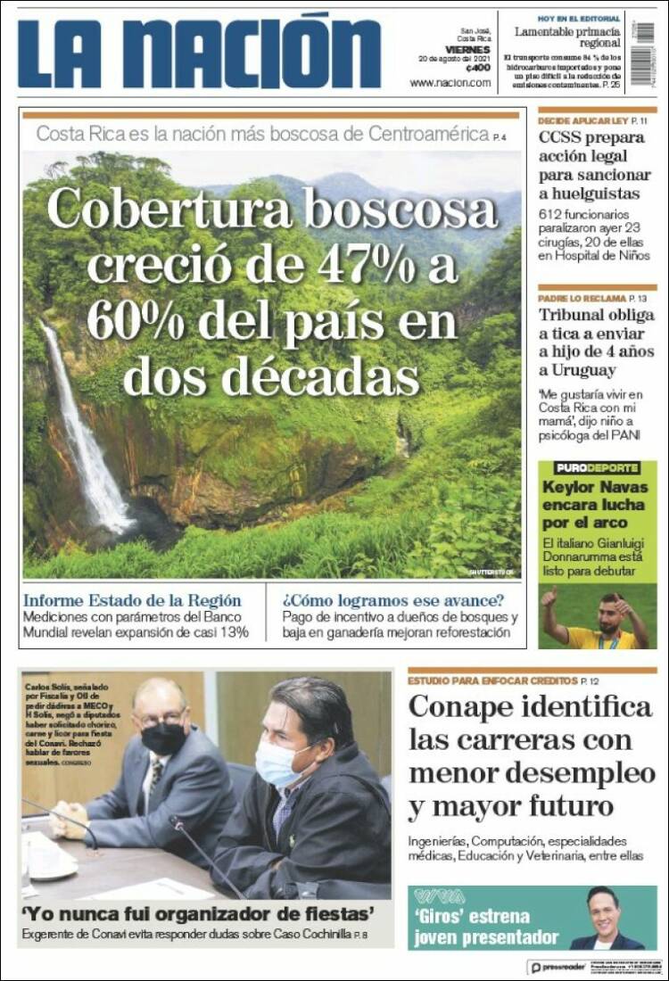 Portada de La Nación - Costa Rica (Costa Rica)