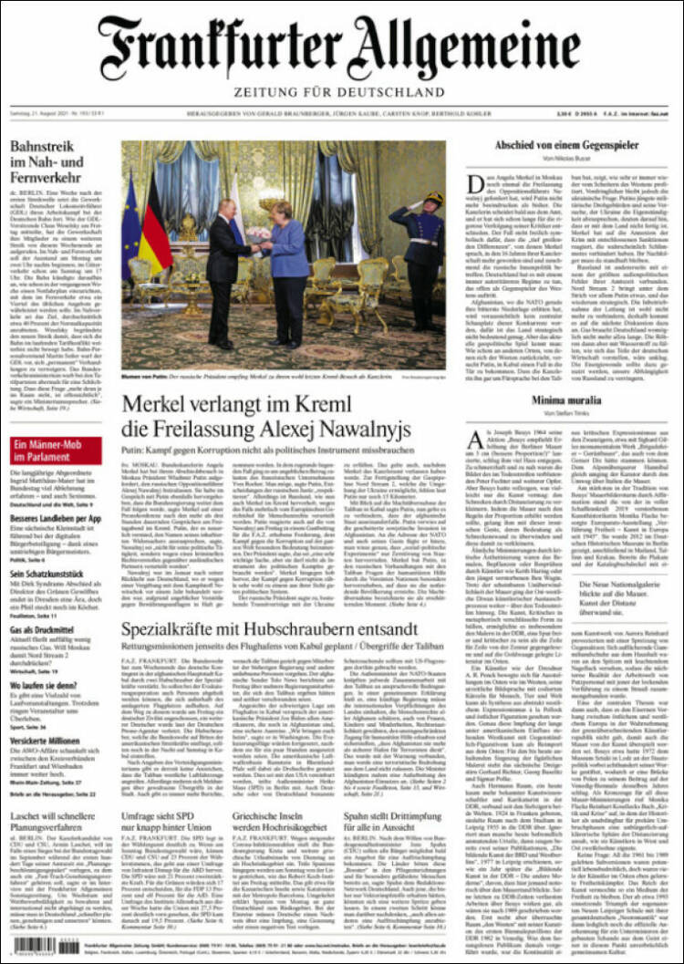 Portada de Frankfurter Allgemeine (Alemania)