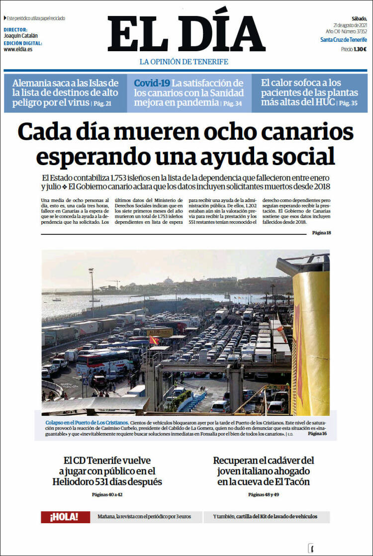 Portada de El Día (Espa&ntilde;a)