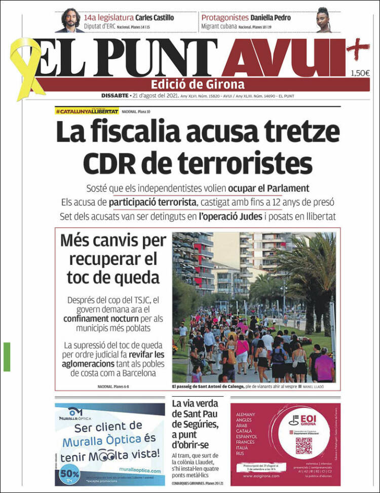 Portada de El Punt Avui - Girona (Espa&ntilde;a)