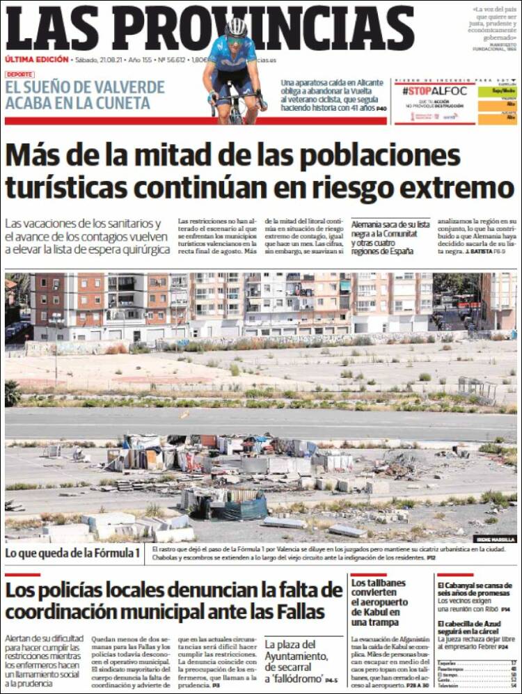 Portada de Las Provincias (Espa&ntilde;a)