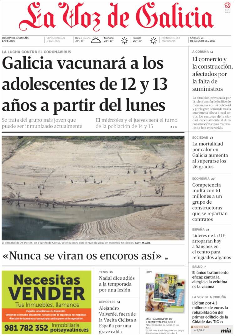 Portada de La Voz de Galicia (Espa&ntilde;a)