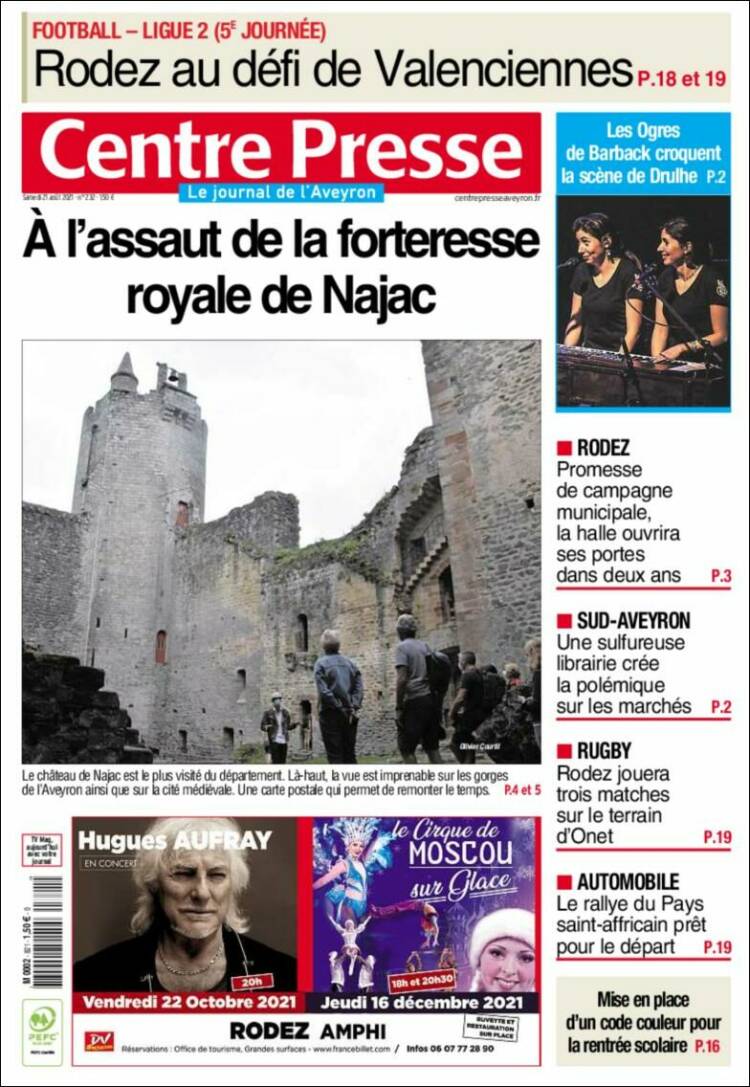 Portada de Centre Presse (Francia)