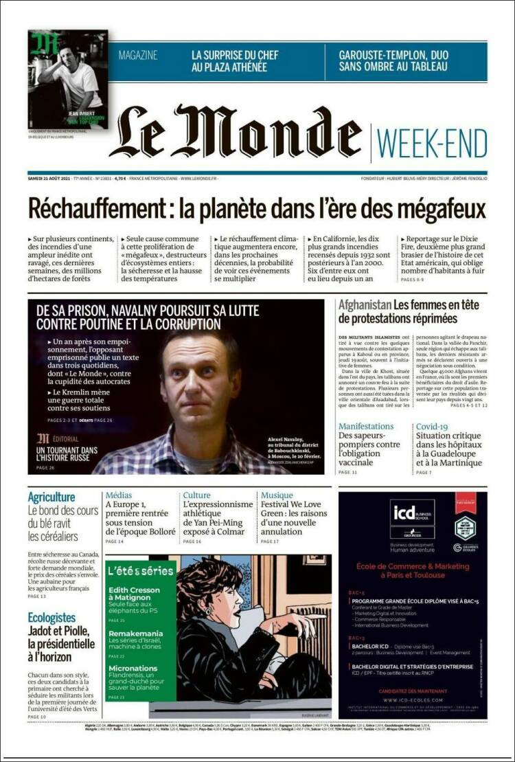 Portada de Le Monde (Francia)