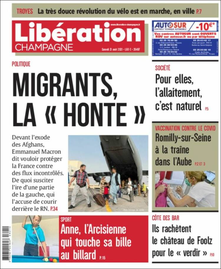 Portada de Libération Champagne (Francia)
