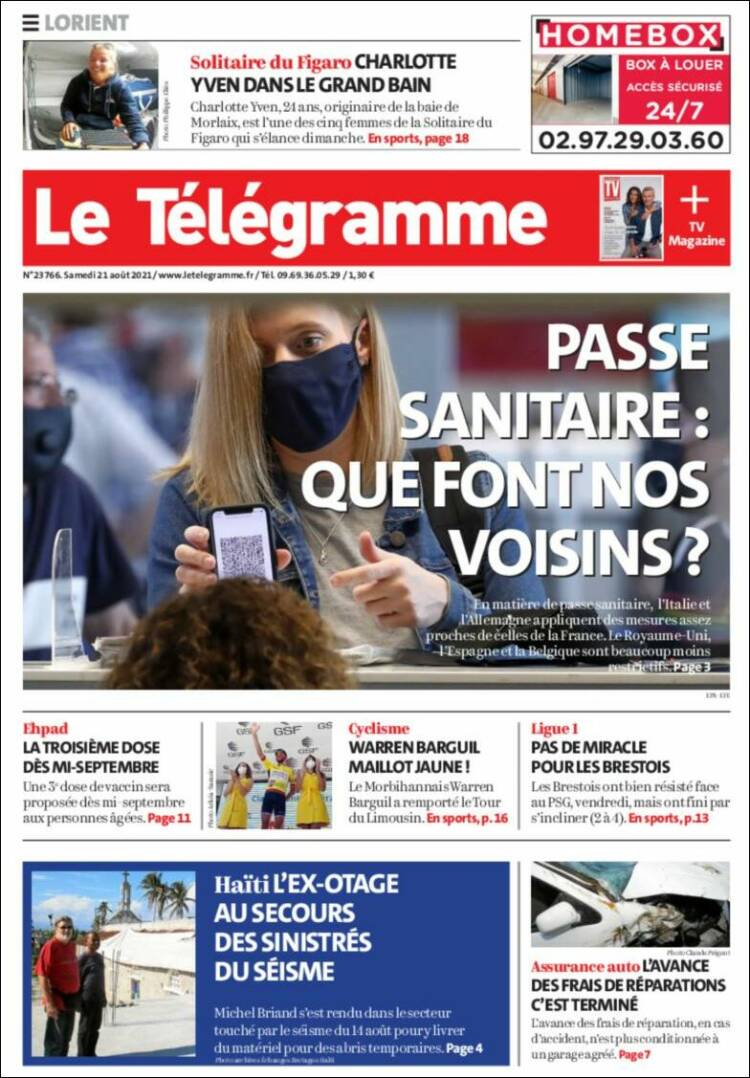 Portada de Télégramme (Francia)