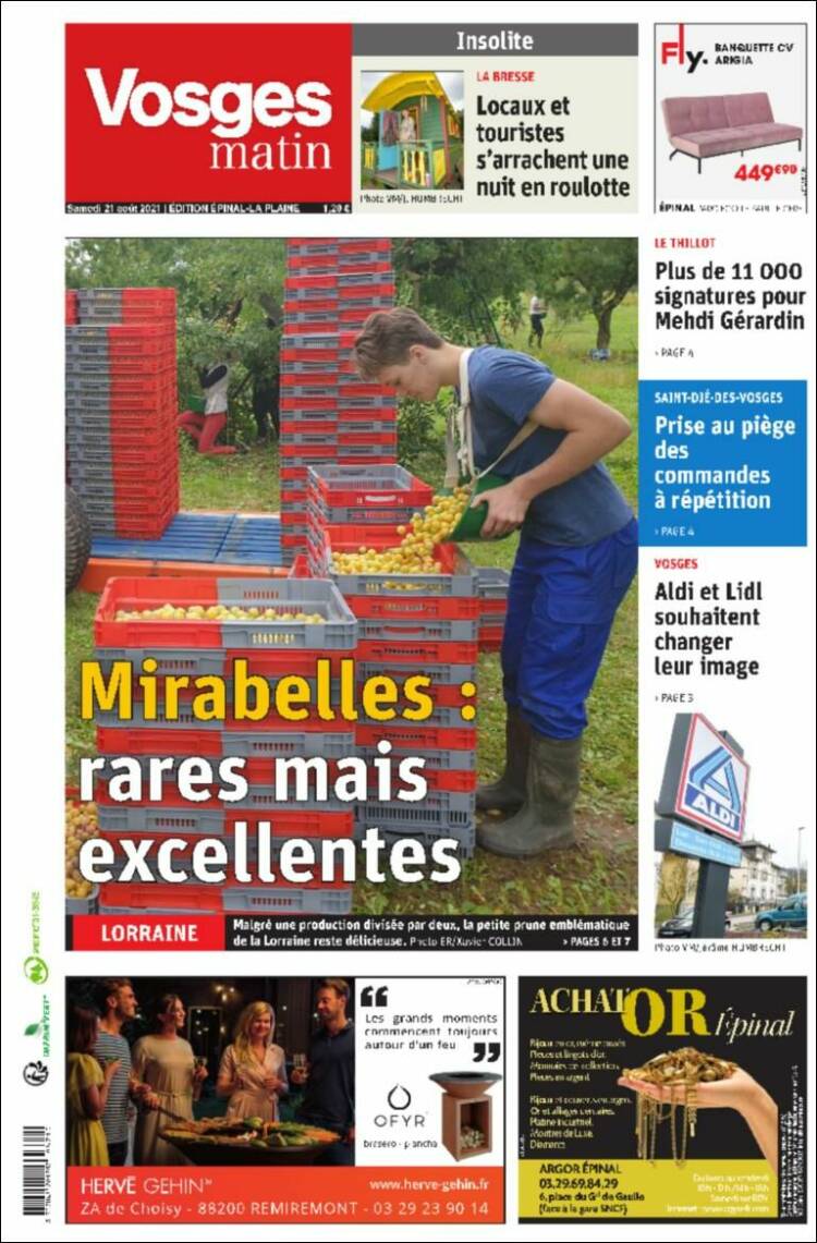Portada de Vosges Matin (Francia)