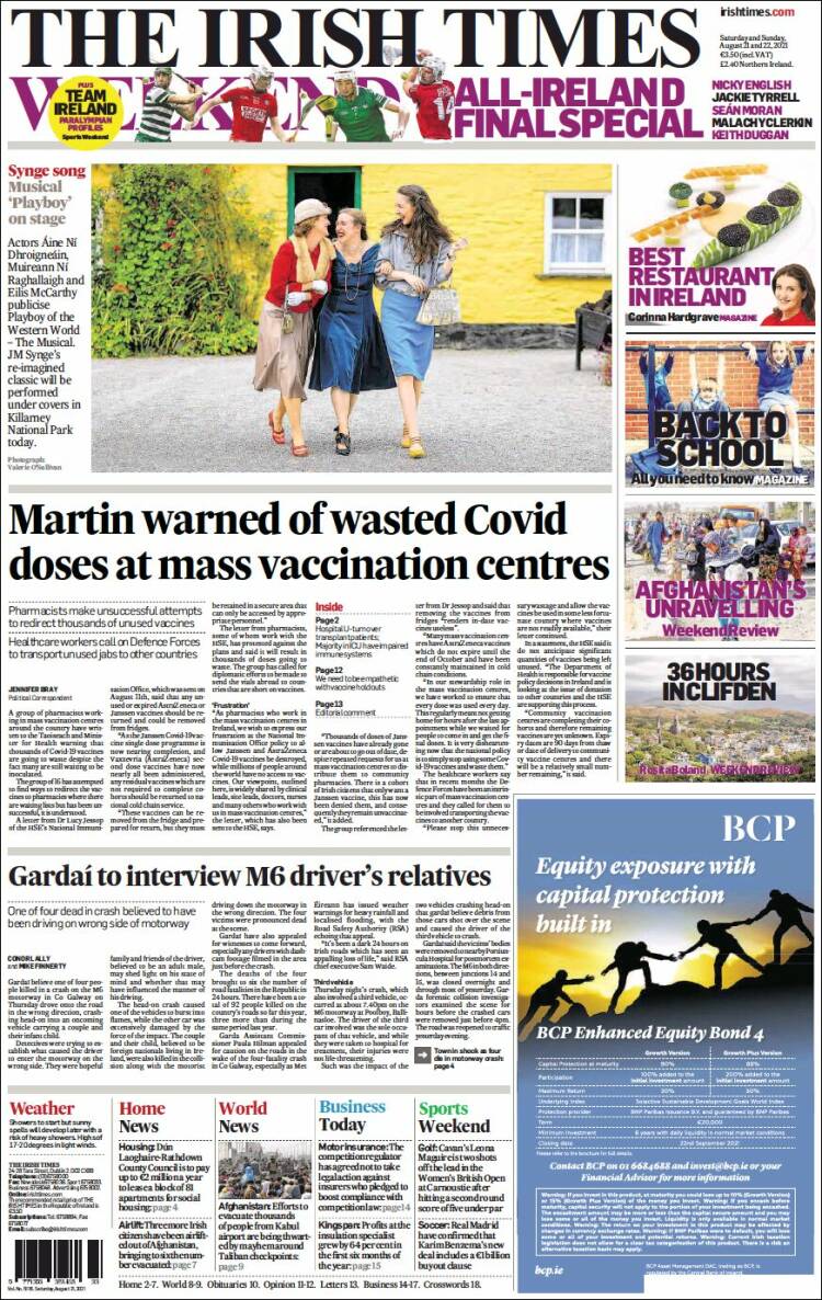 Portada de Irish Times (Irlanda)