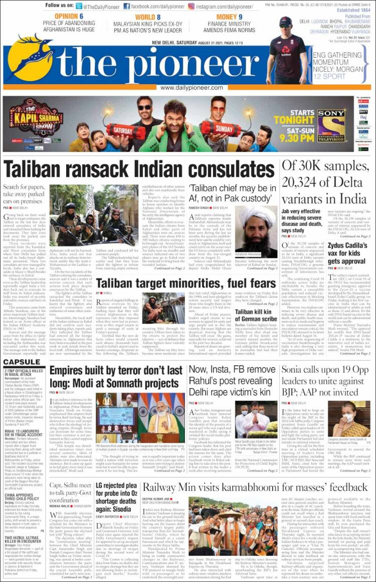 Portada de The Pioneer (India)