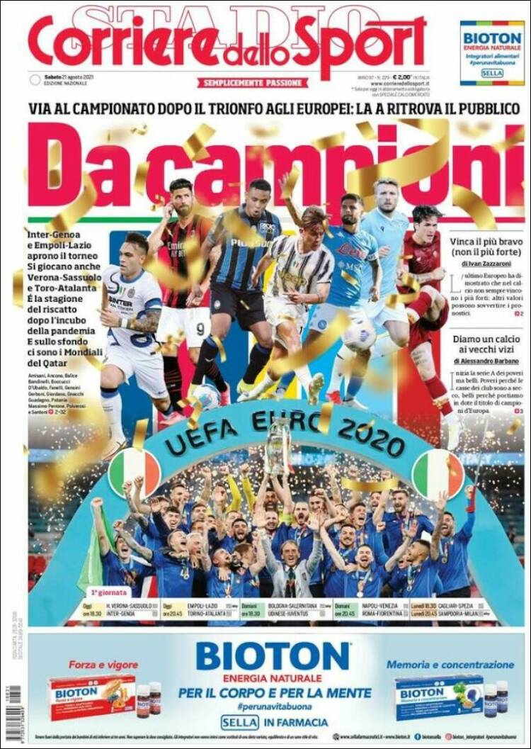 Portada de Corriere dello Sport (Italia)