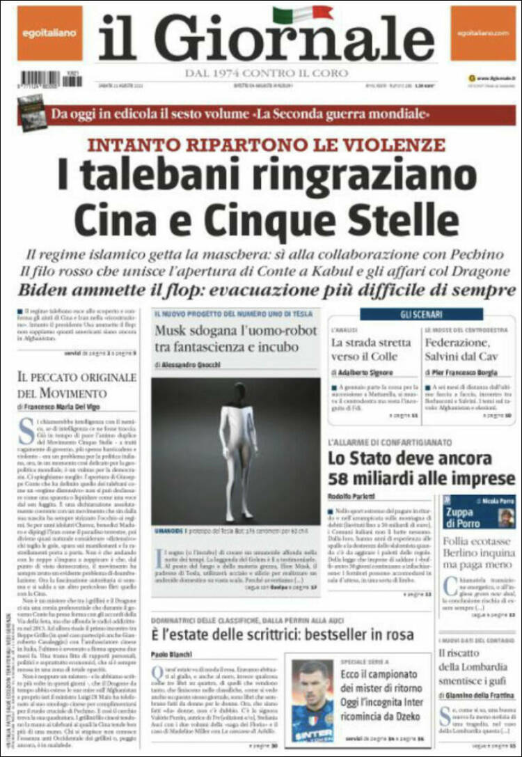 Portada de il Giornale (Italia)