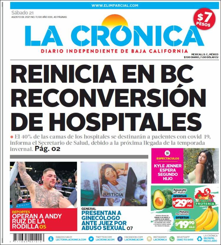 Portada de La Crónica de Baja California (México)