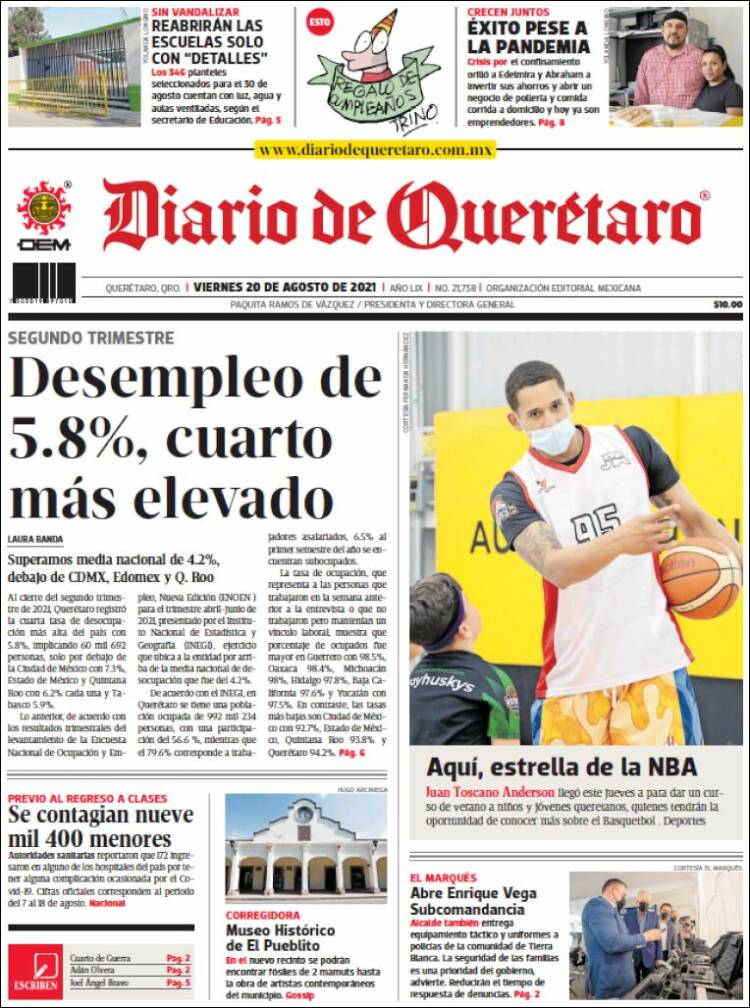 Portada de Diario de Querétaro (México)