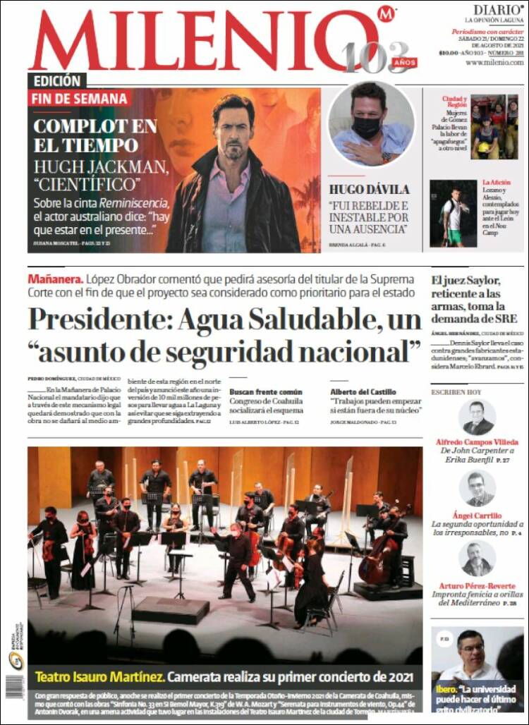 Portada de Milenio - Laguna (México)