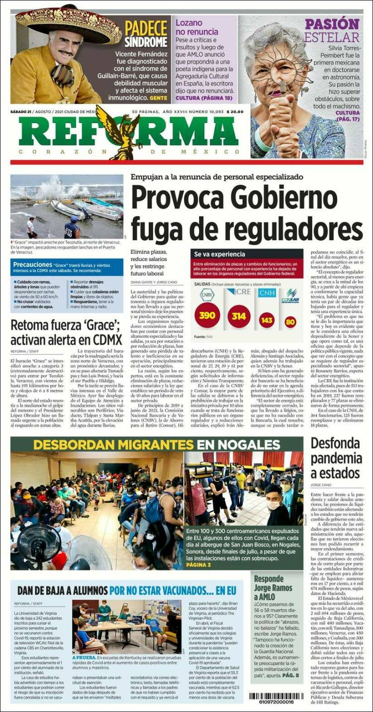 Portada de Reforma (México)