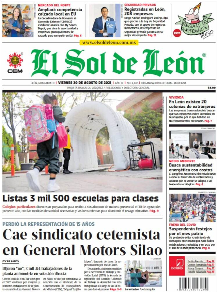 Portada de El Sol de León (México)