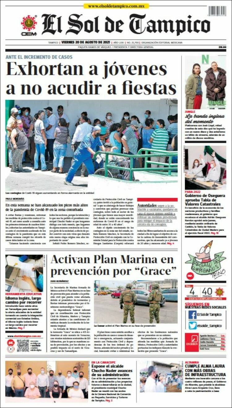 Portada de El Sol de Tampico (México)