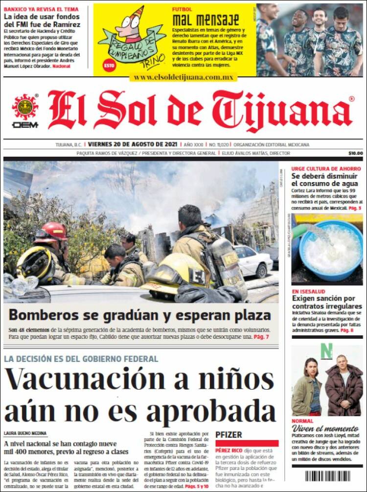 Portada de El Sol de Tijuana (México)