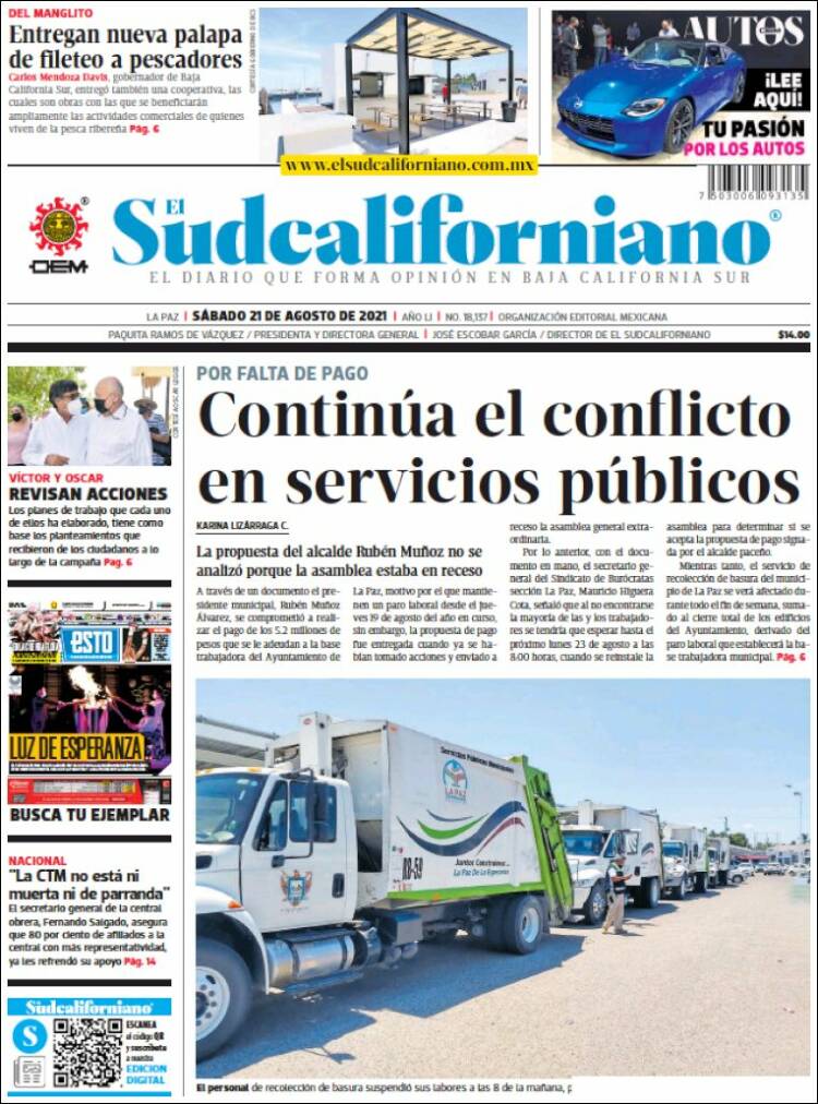 Portada de El Sudcaliforniano (México)