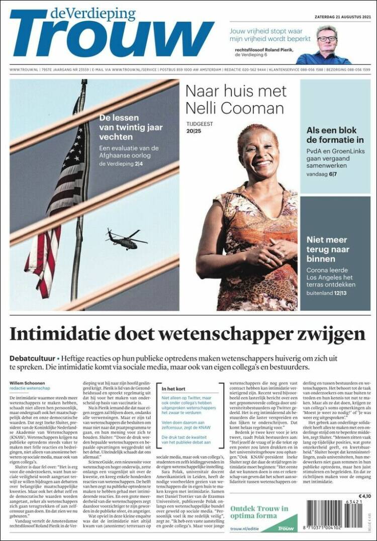 Portada de Trouw (Pa&iacute;ses Bajos)