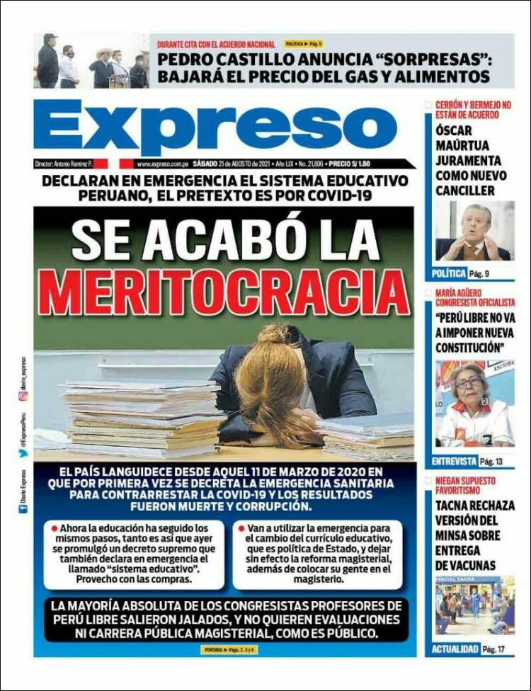Portada de Expreso (Perú)