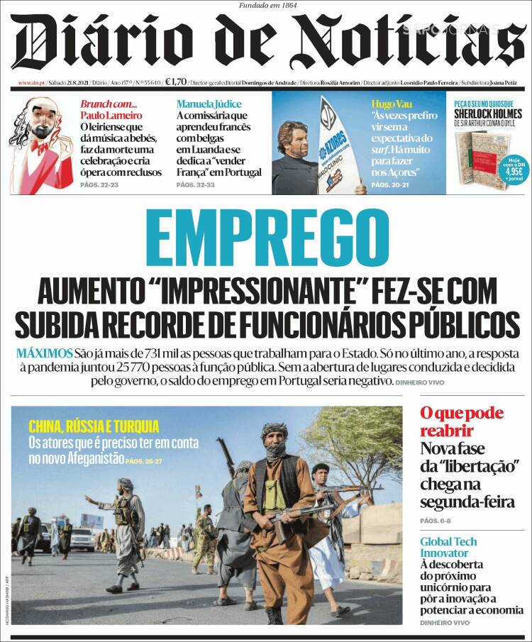 Portada de Diário de Noticias (Portugal)