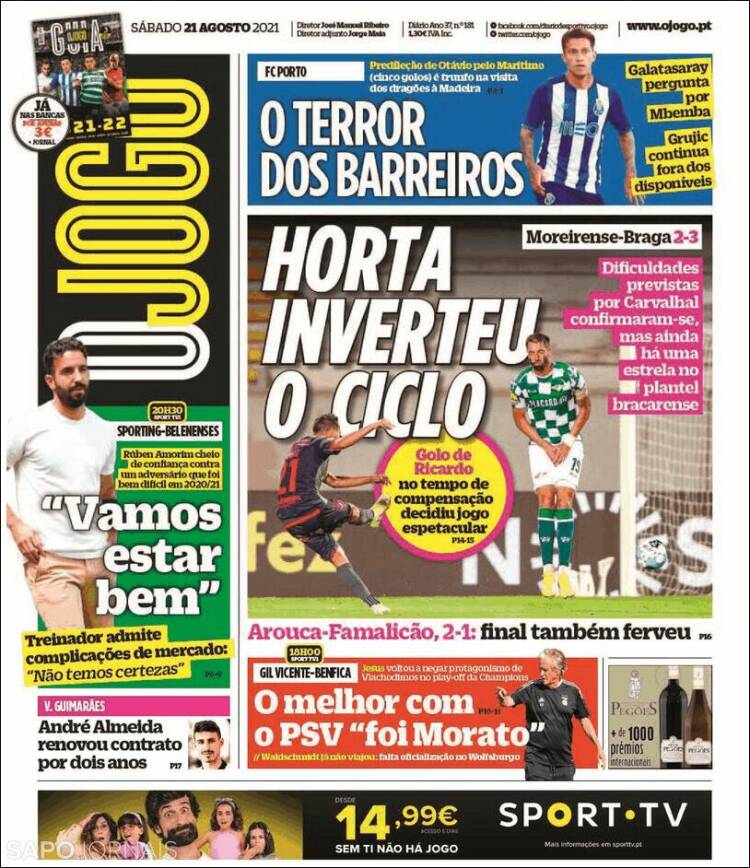 Portada de O Jogo (Portugal)