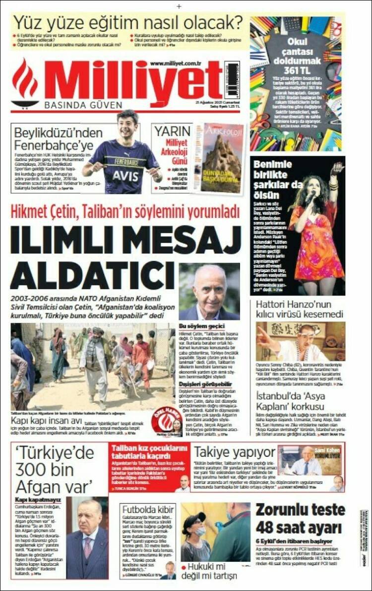 Portada de Milliyet (Turqu&iacute;a)