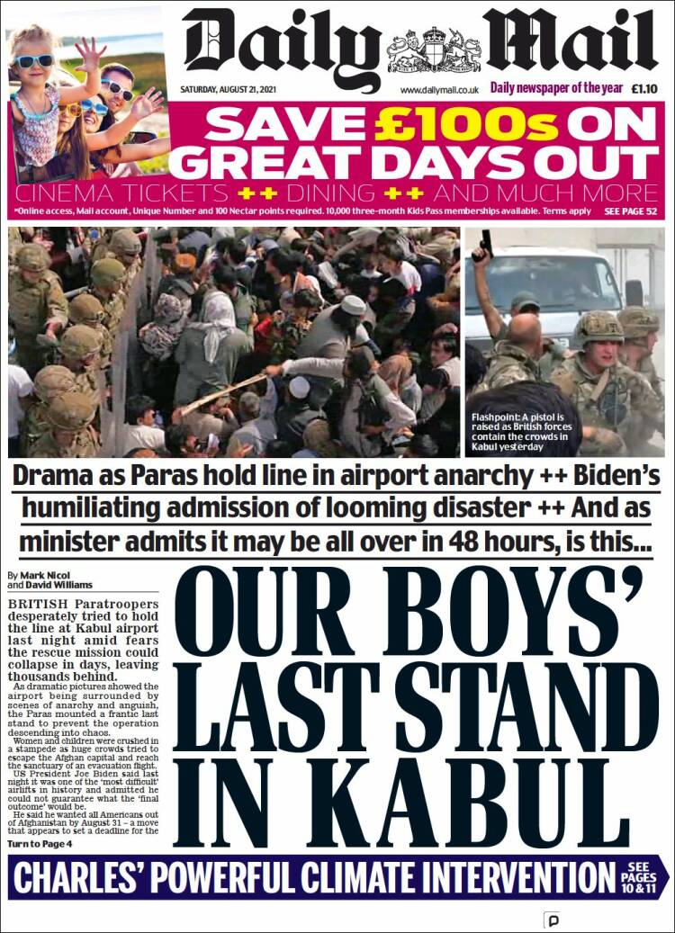 Portada de Daily Mail (Reino Unido)