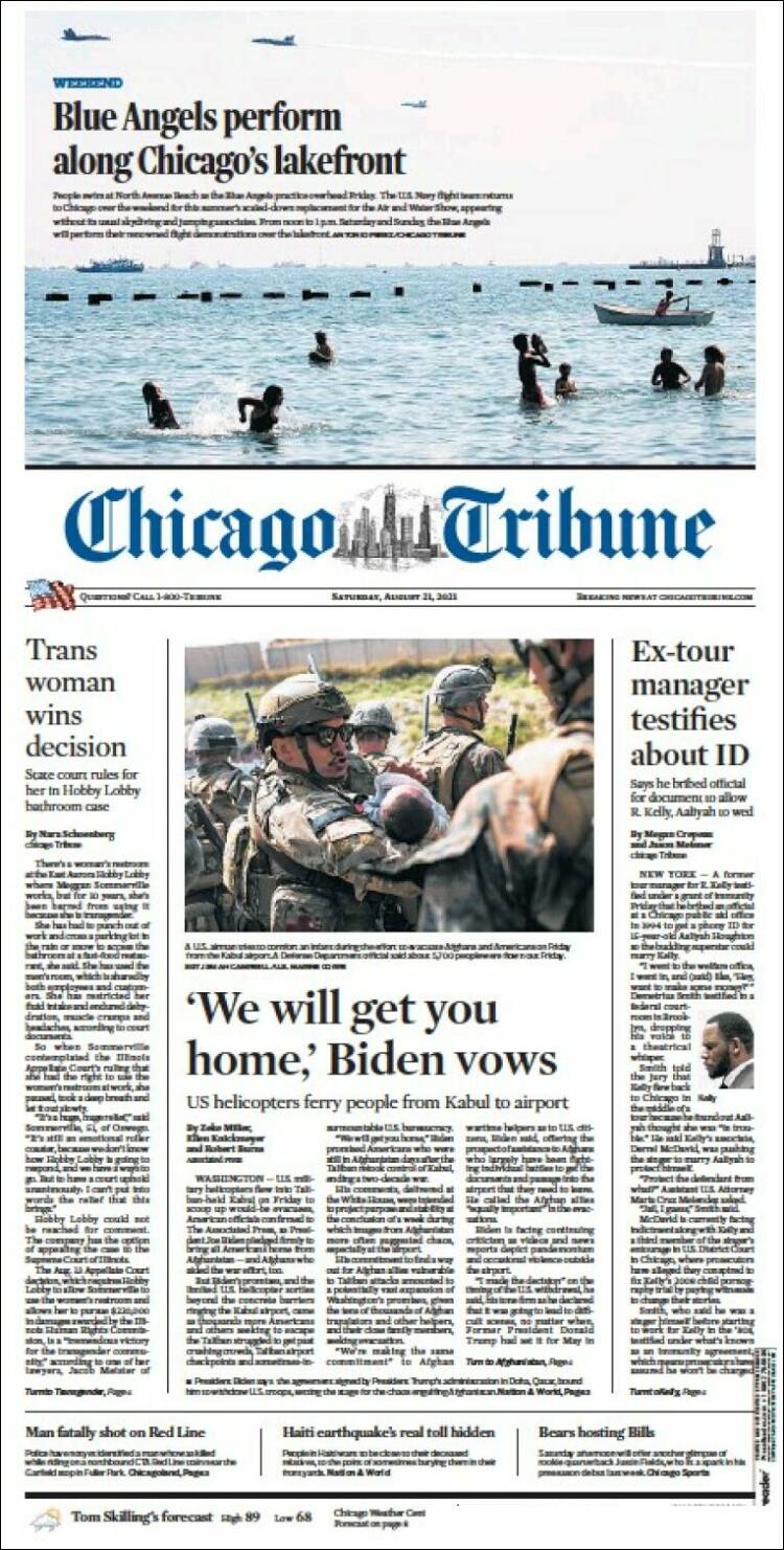 Portada de Chicago Tribune (USA)