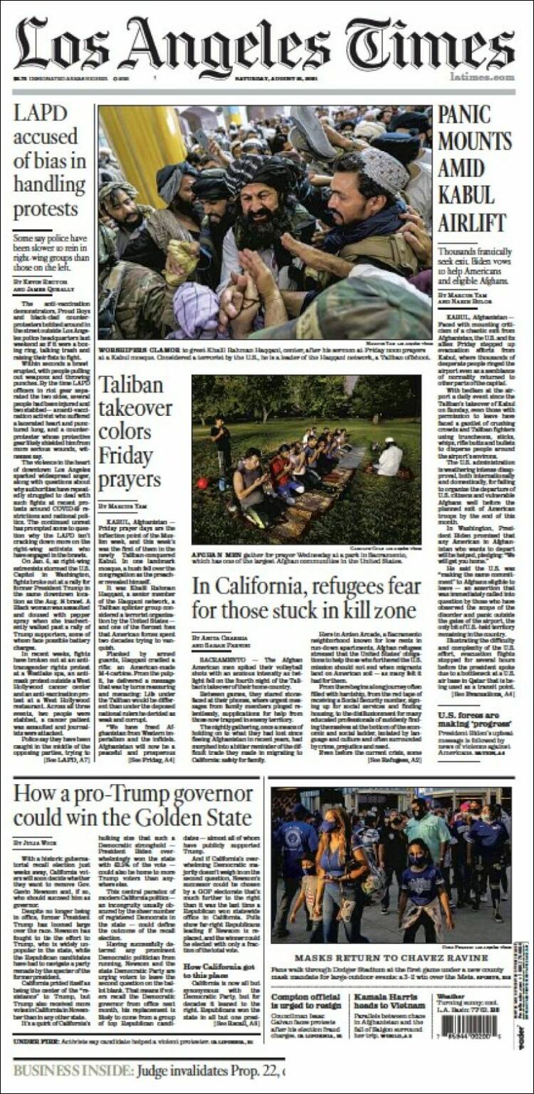 Portada de Los Angeles Times (USA)