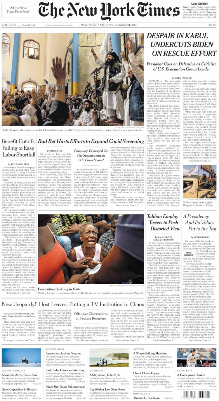 Portada de New York Times (USA)