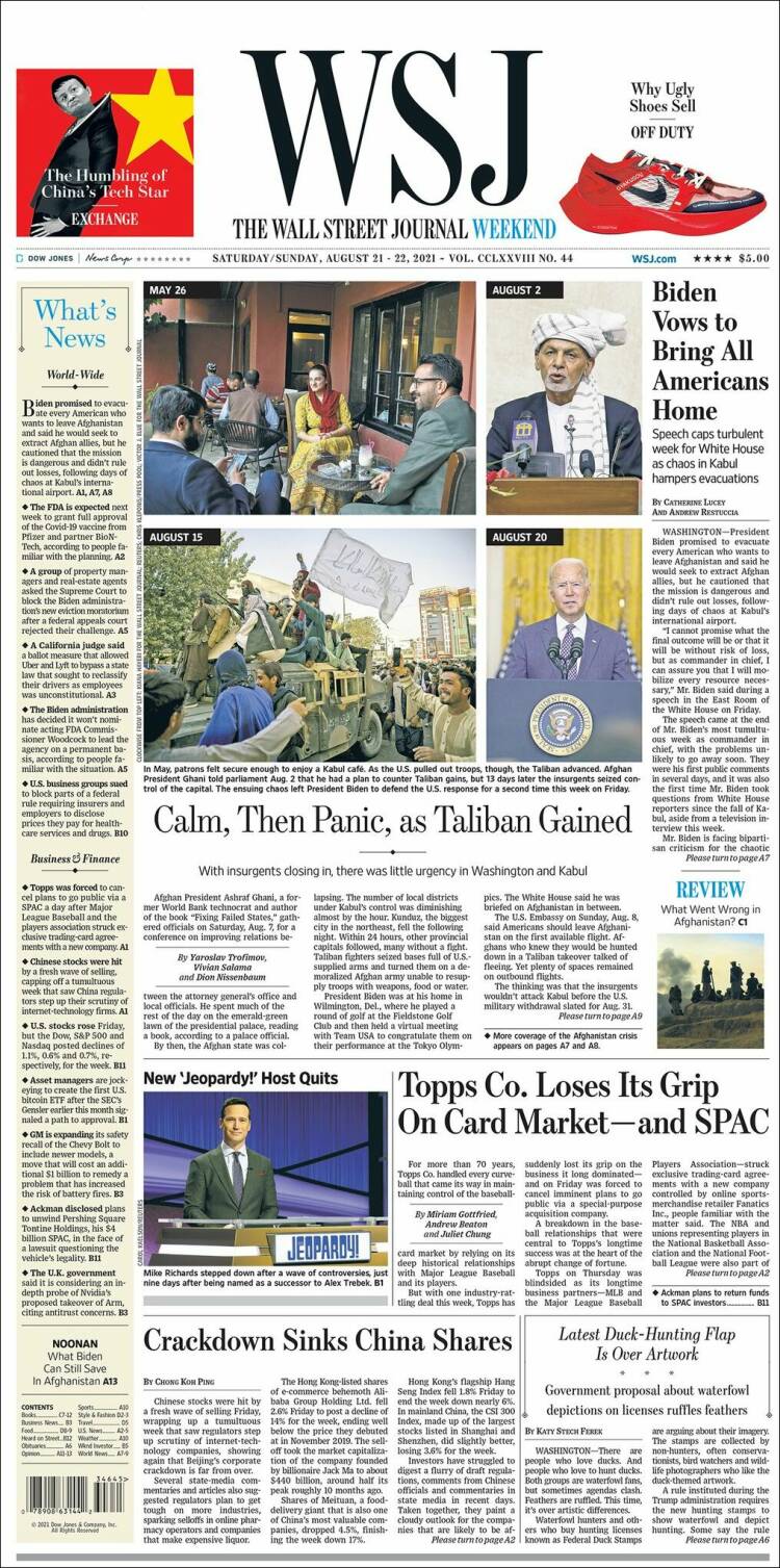 Portada de Wall Street Journal (USA)