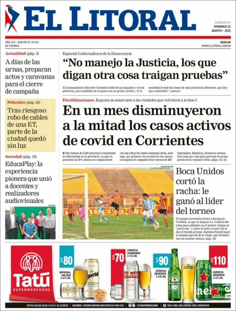 Portada de El Litoral Corrientes (Argentina)