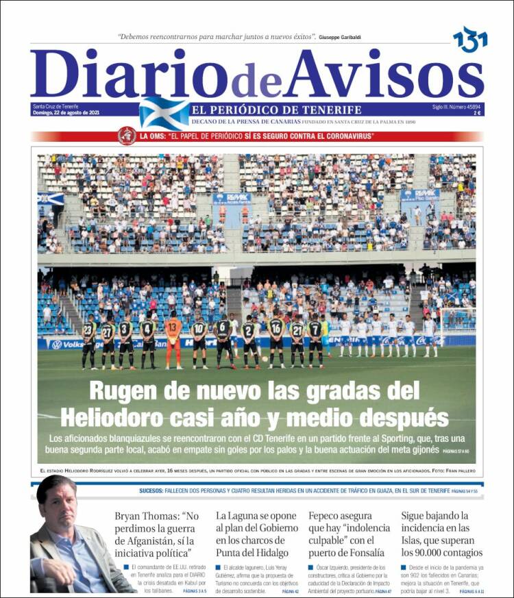 Portada de Diarios de Avisos (España)