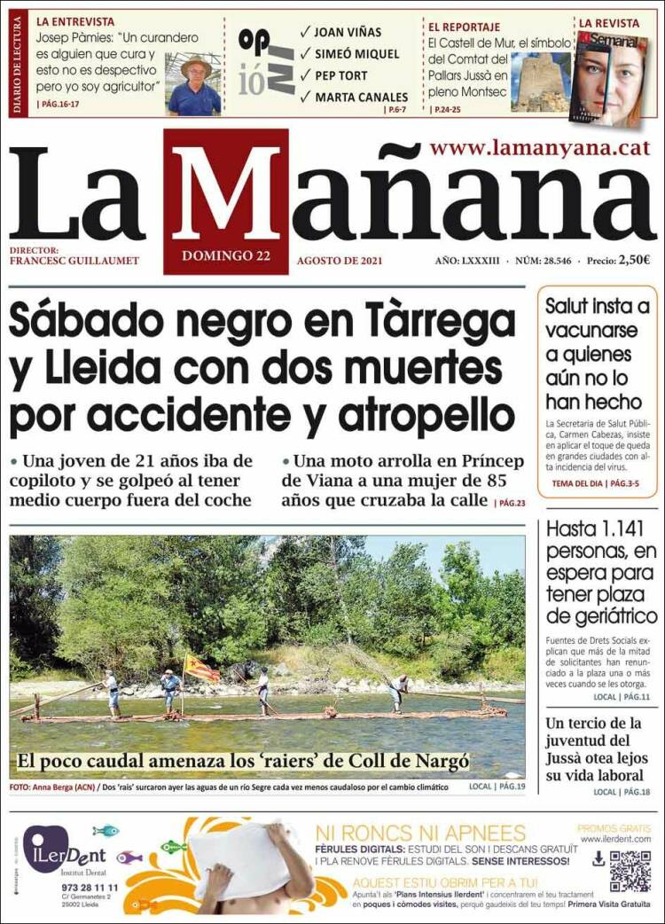 Portada de La Mañana - Diari de Ponent (España)