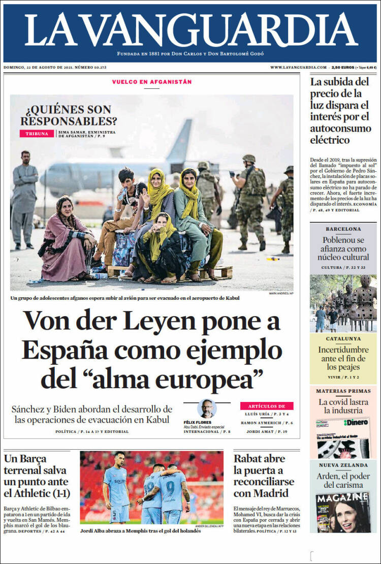 Portada de La Vanguardia (España)