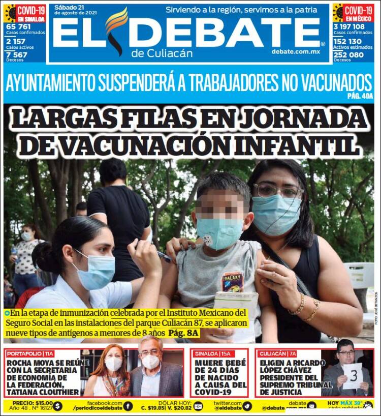 Portada de El Debate de Culiacán (México)